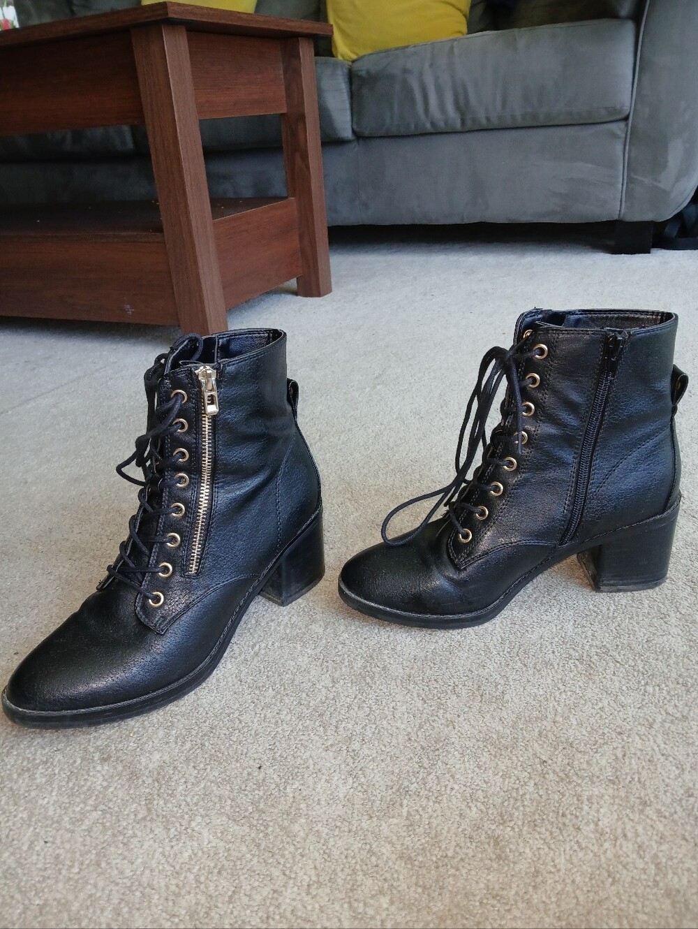 Call It Spring Black Lace Up Boots With Heel Size 8.5